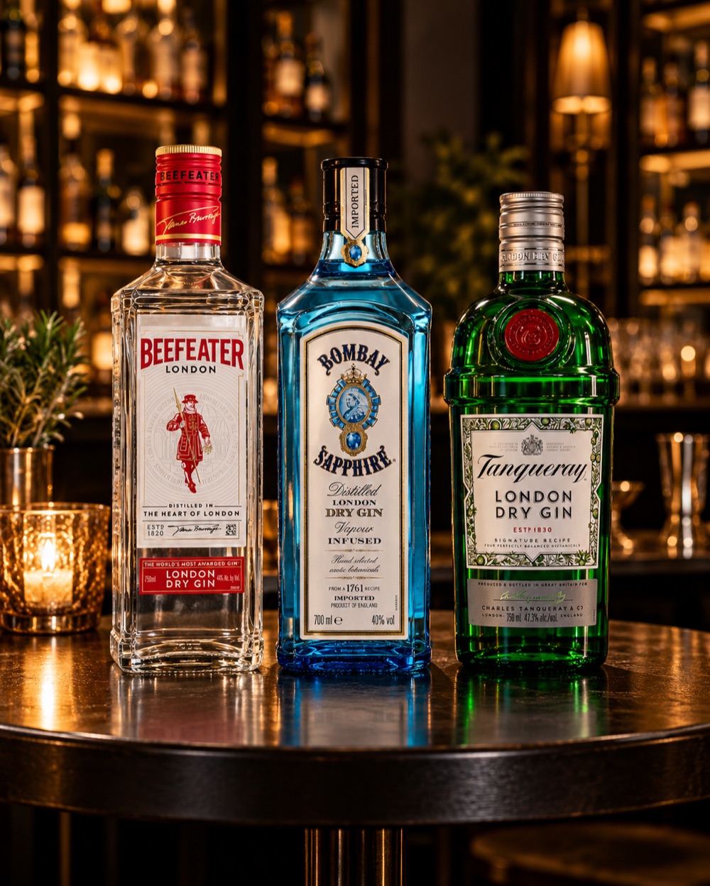 Trio of London dry gins
