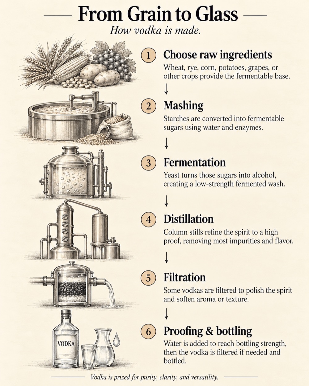 Infographic on vodka production